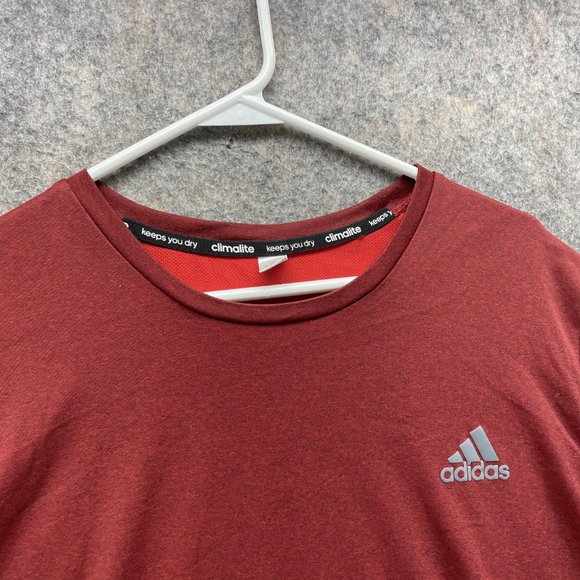 Adidas Shirt Men Large Adult Red Athletic Training Fit Gym Polyester Outdoors - Picture 8 of 12